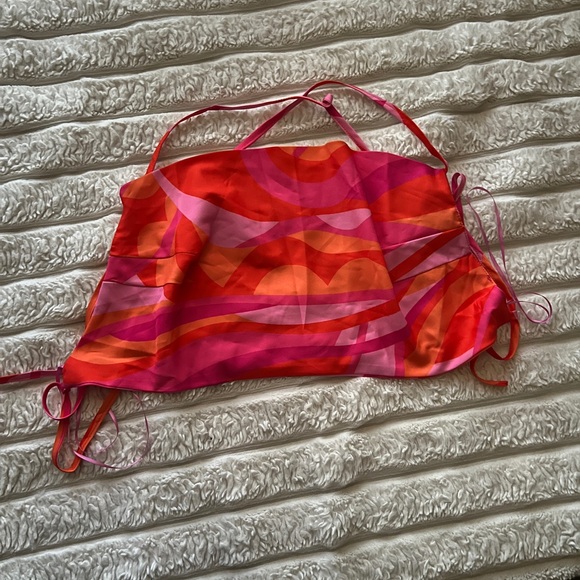 COPY - Vibrant Pink and Orange Strappy Top - Picture 1 of 2